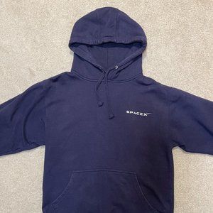 SpaceX Mens Medium Hoodie Pullover Navy Blue Long Sleeve